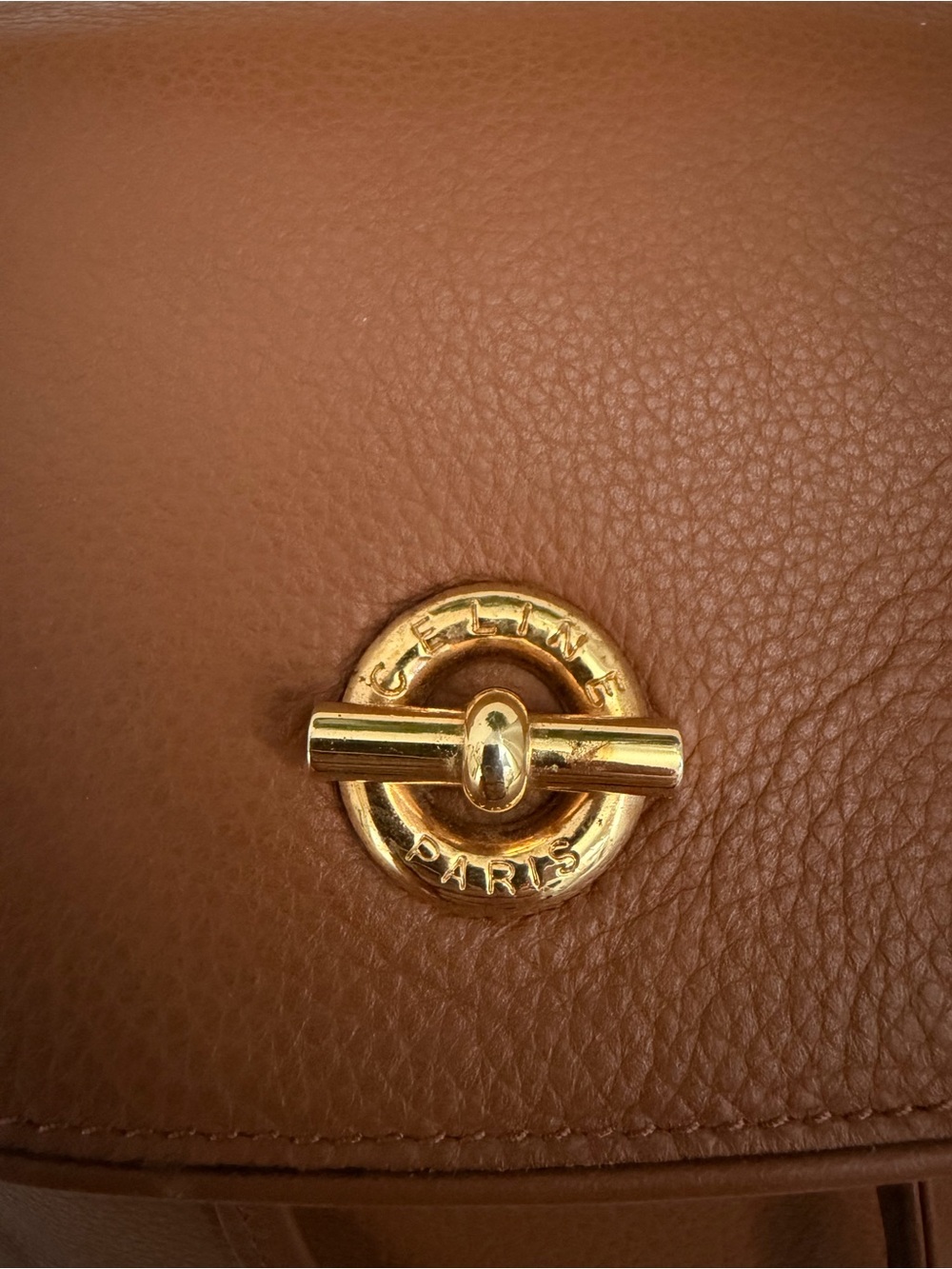 Celine Brown Leather Backpack with Gold Hardware